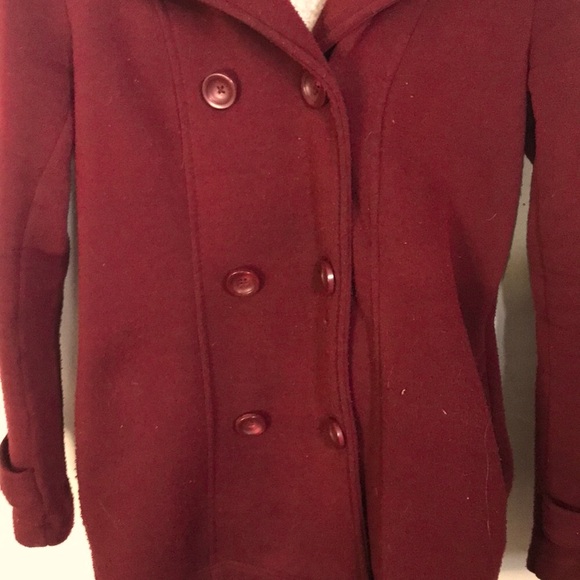 🆕✨Forever21 Burgundy Double Button Detachable Hooded Fall Coat! Sz S!BNWOT!✨ - Picture 6 of 13